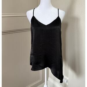Modern Citizen Sz S Black Asymmetrical Satin Camisole Tank Top Spaghetti Straps